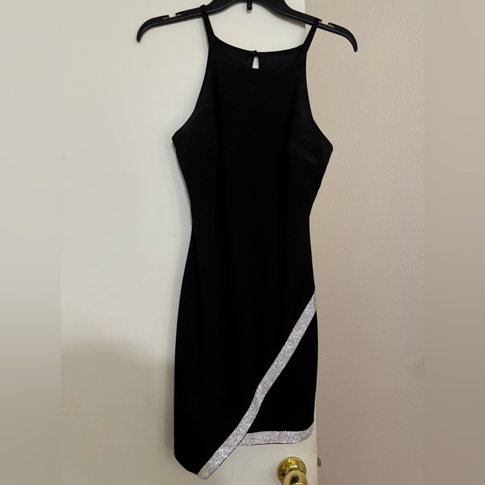 BCX Black and White Halter Sheath Mini Dress